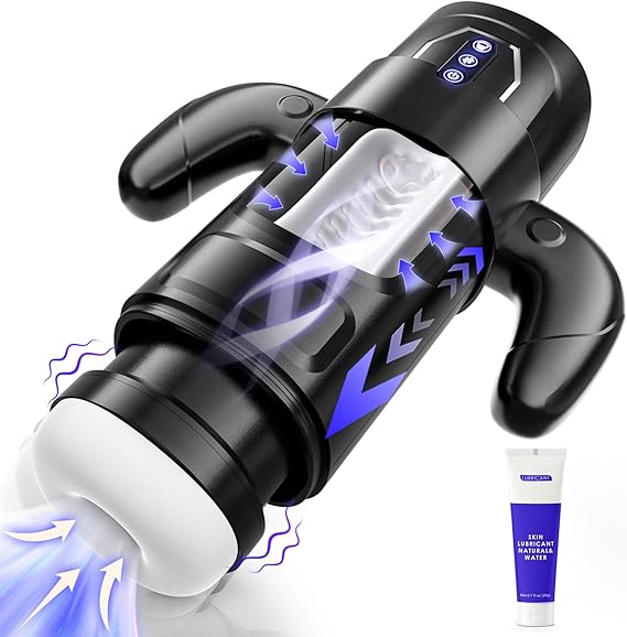 Male Masturbator Sex Toys-Electric Men Sex Toys with 6 Thrusting & 3 Suction, Automatic Sucking Male Masturbation Cup with Handle, Penis Pump Pocket Pussy Male Stroker Vibrator for Adult Men