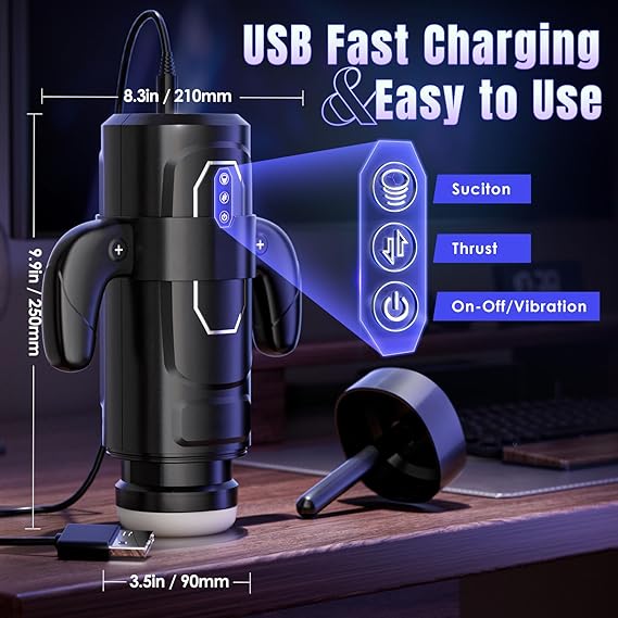 Male Masturbator Sex Toys-Electric Men Sex Toys with 6 Thrusting & 3 Suction, Automatic Sucking Male Masturbation Cup with Handle, Penis Pump Pocket Pussy Male Stroker Vibrator for Adult Men