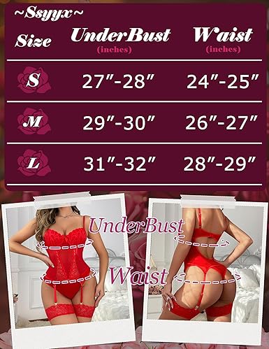 Sexy Lingerie Set for Women,Lace Lingerie Body suit Garter Belt and Thigh Highs Set Teddy Lingeries Wireless