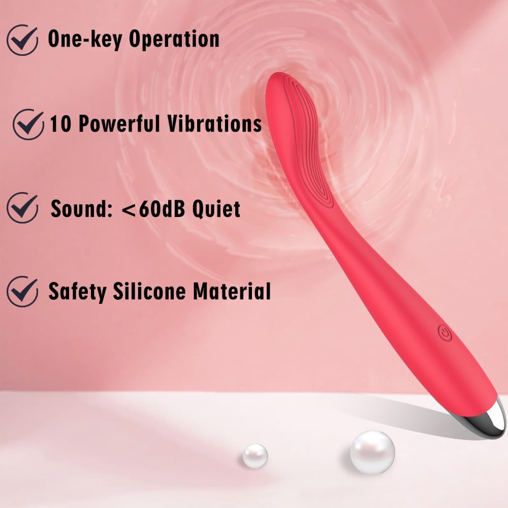 Adult Sex Toys for Women,Clitoral G Spot Vibrator with 10 Powerful Vibrating Modes,Clitoral Nipple Stimulator Finger Bullet Vibrators Waterproof Strapless on Dildo Anal Toys for Couple (Red)