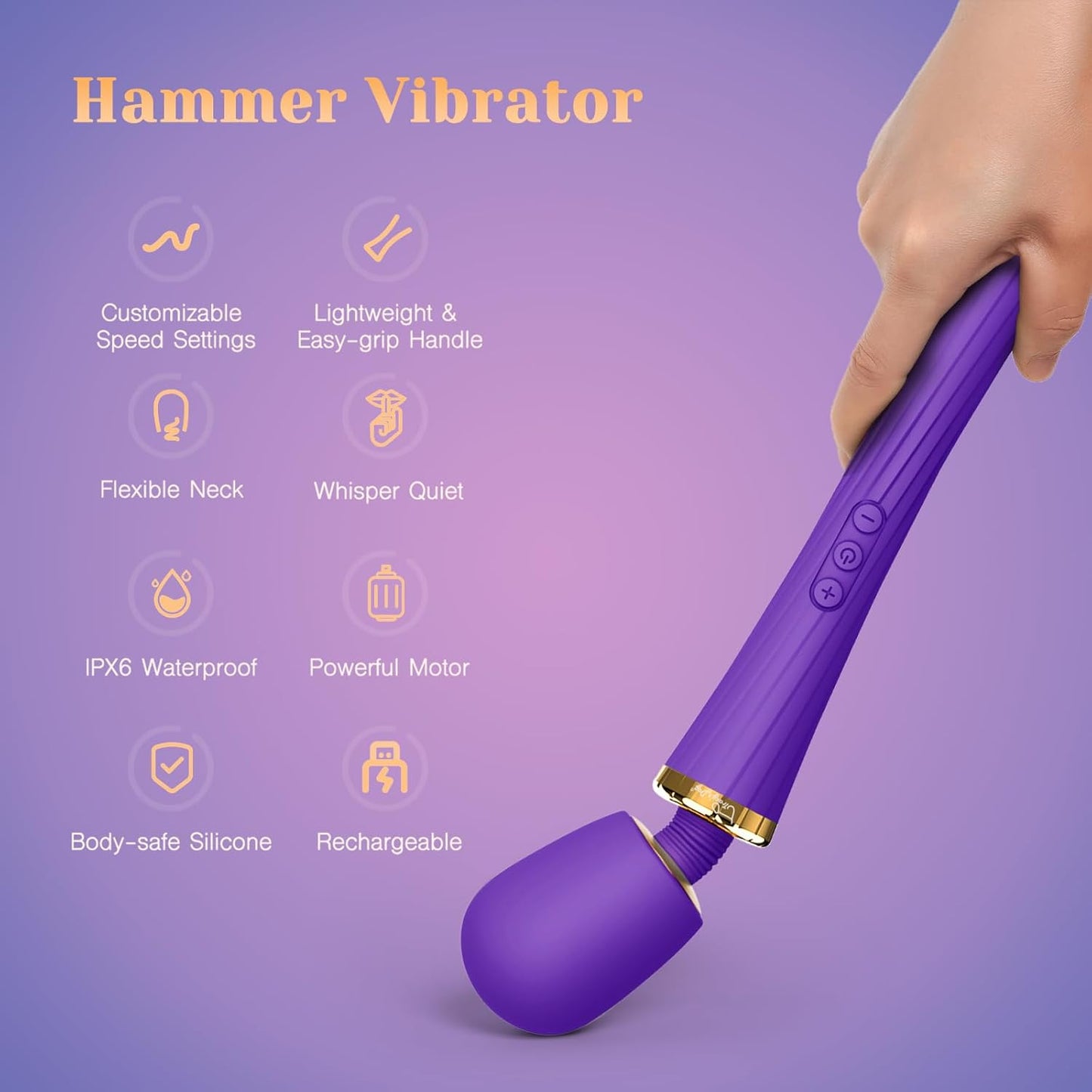 Adult Toys, Vibrator Wand with 5 Vibrations and 3 Speeds, Adult Sex Toys for Clitoral Stimulation, Magic Cordless Handheld Powerful Vibrating Massager for Women Partner Play