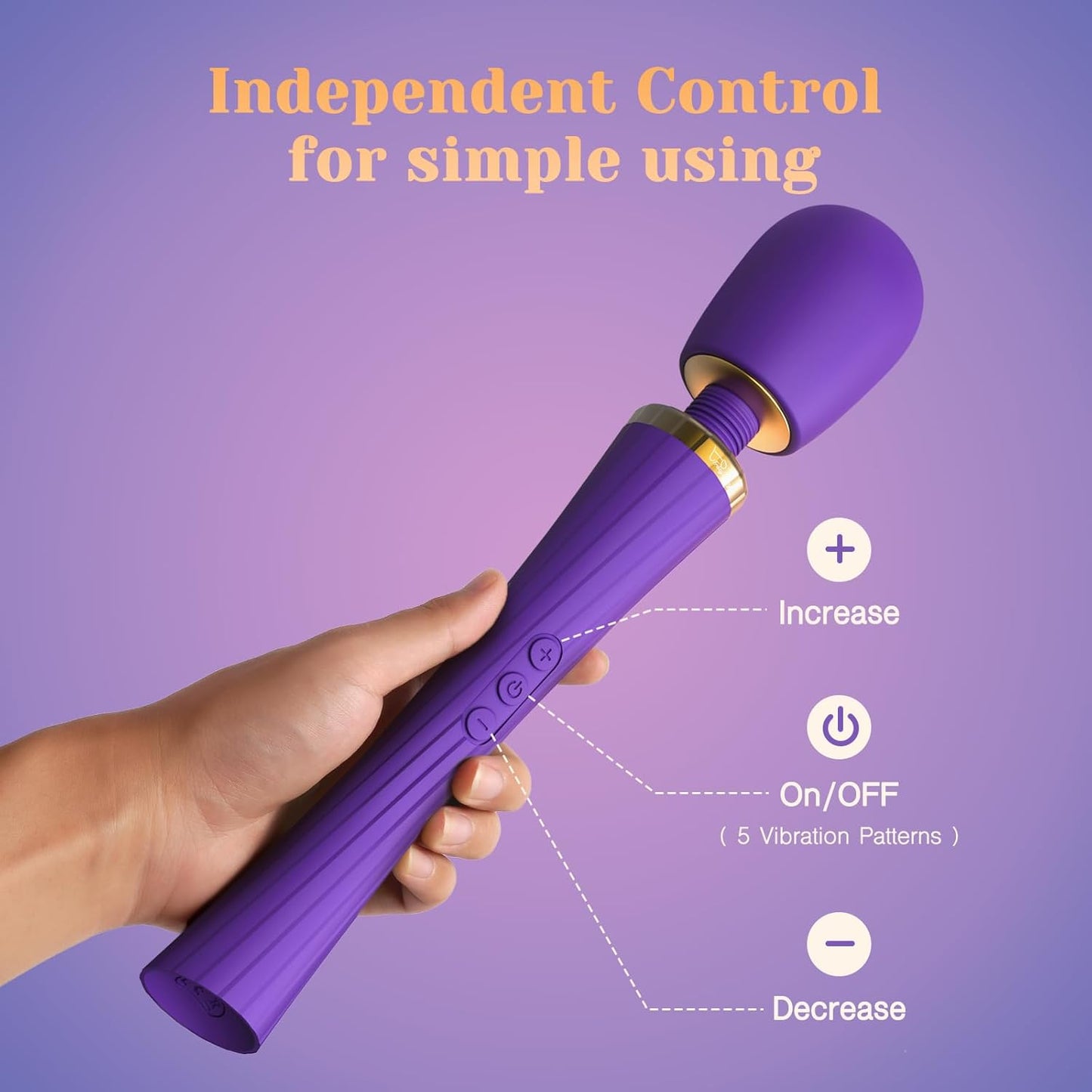 Adult Toys, Vibrator Wand with 5 Vibrations and 3 Speeds, Adult Sex Toys for Clitoral Stimulation, Magic Cordless Handheld Powerful Vibrating Massager for Women Partner Play