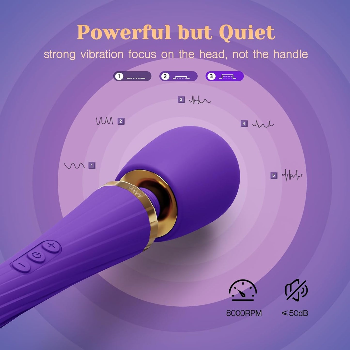 Adult Toys, Vibrator Wand with 5 Vibrations and 3 Speeds, Adult Sex Toys for Clitoral Stimulation, Magic Cordless Handheld Powerful Vibrating Massager for Women Partner Play