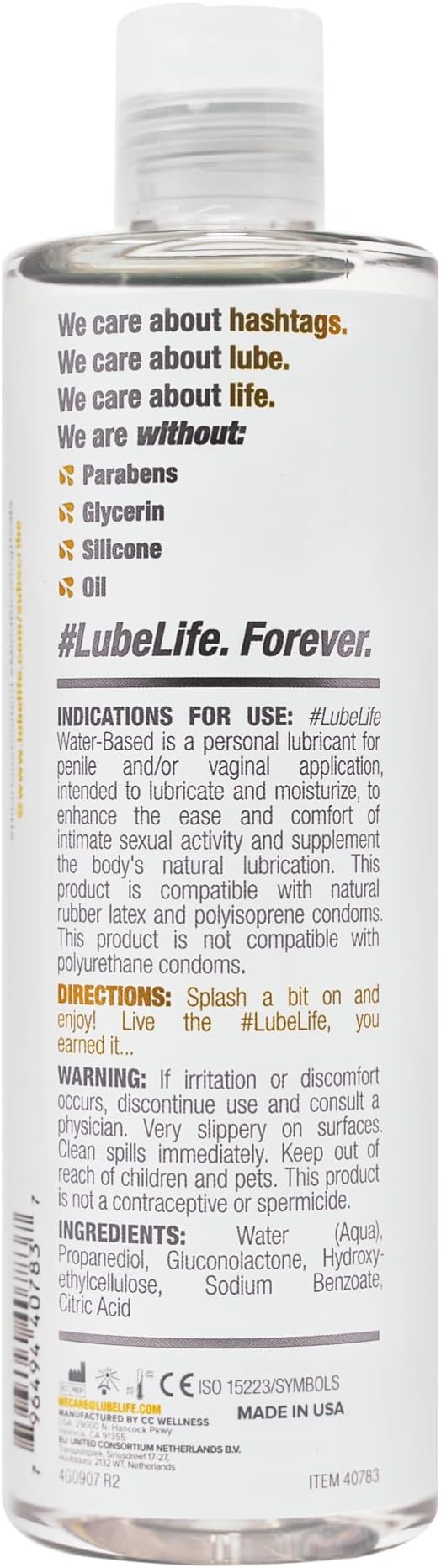 Water-Based Personal Lubricant, Lube for Men, Women and Couples, Non-Staining, 12 Fl Oz