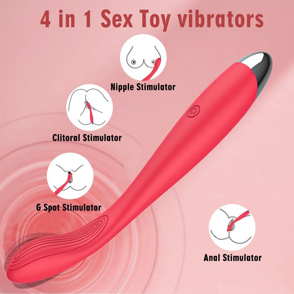 Adult Sex Toys for Women,Clitoral G Spot Vibrator with 10 Powerful Vibrating Modes,Clitoral Nipple Stimulator Finger Bullet Vibrators Waterproof Strapless on Dildo Anal Toys for Couple (Red)