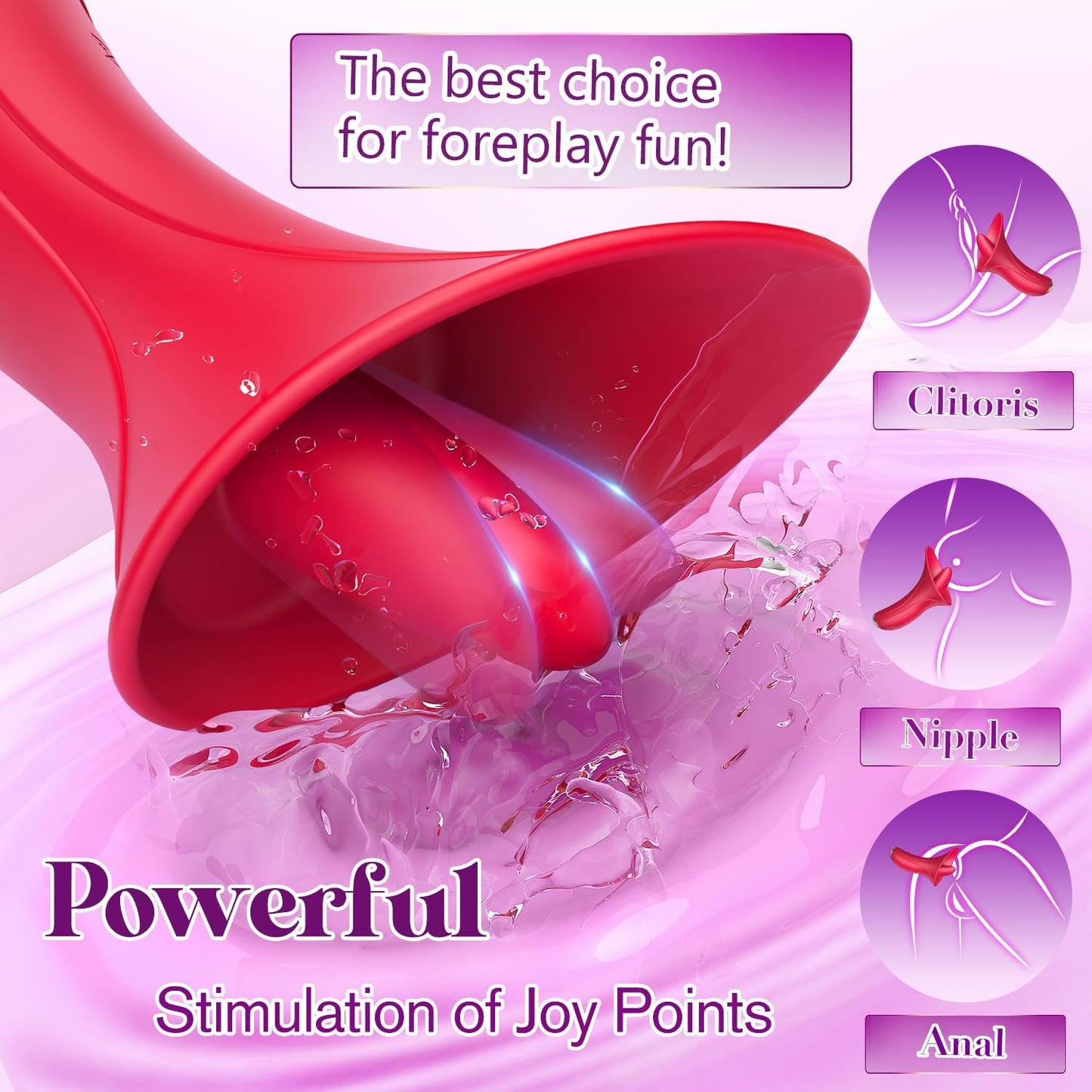 Clitoral Licking Vibrator Rose Sex Toy for Women, 2 in 1 Clitoral Nipple Stimulator with 7 Tongue Licking & 7 Vibrating Modes, Female Adult Sex Toys Anal Clit G Spot Vibrators for Sexual Pleasure