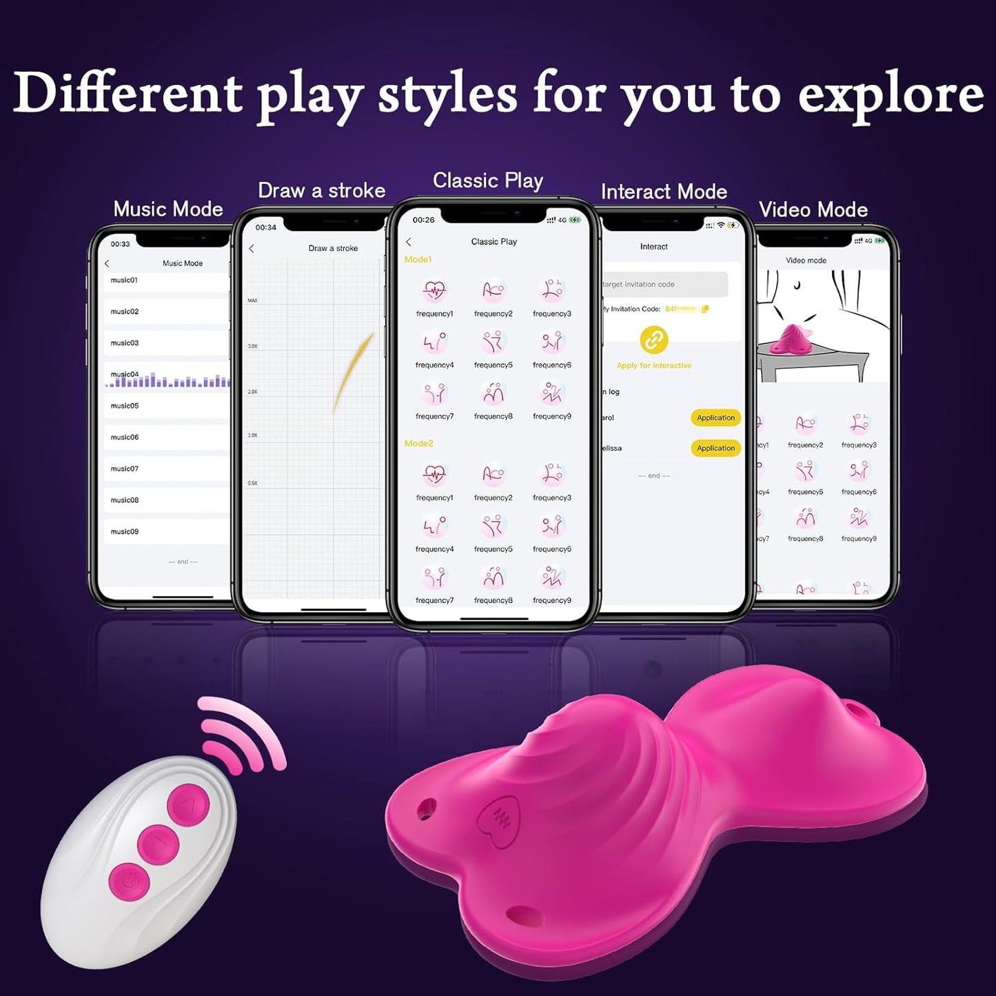 APP Remote Control Vibrator-Butterfly Novelties Clit Stimulator Sit and Ride Women Sex Toy with 9+9 Vibration Modes Dual Motor Clit Wearable Vibrator Adult Sex Toy for Female Pleasure Pink