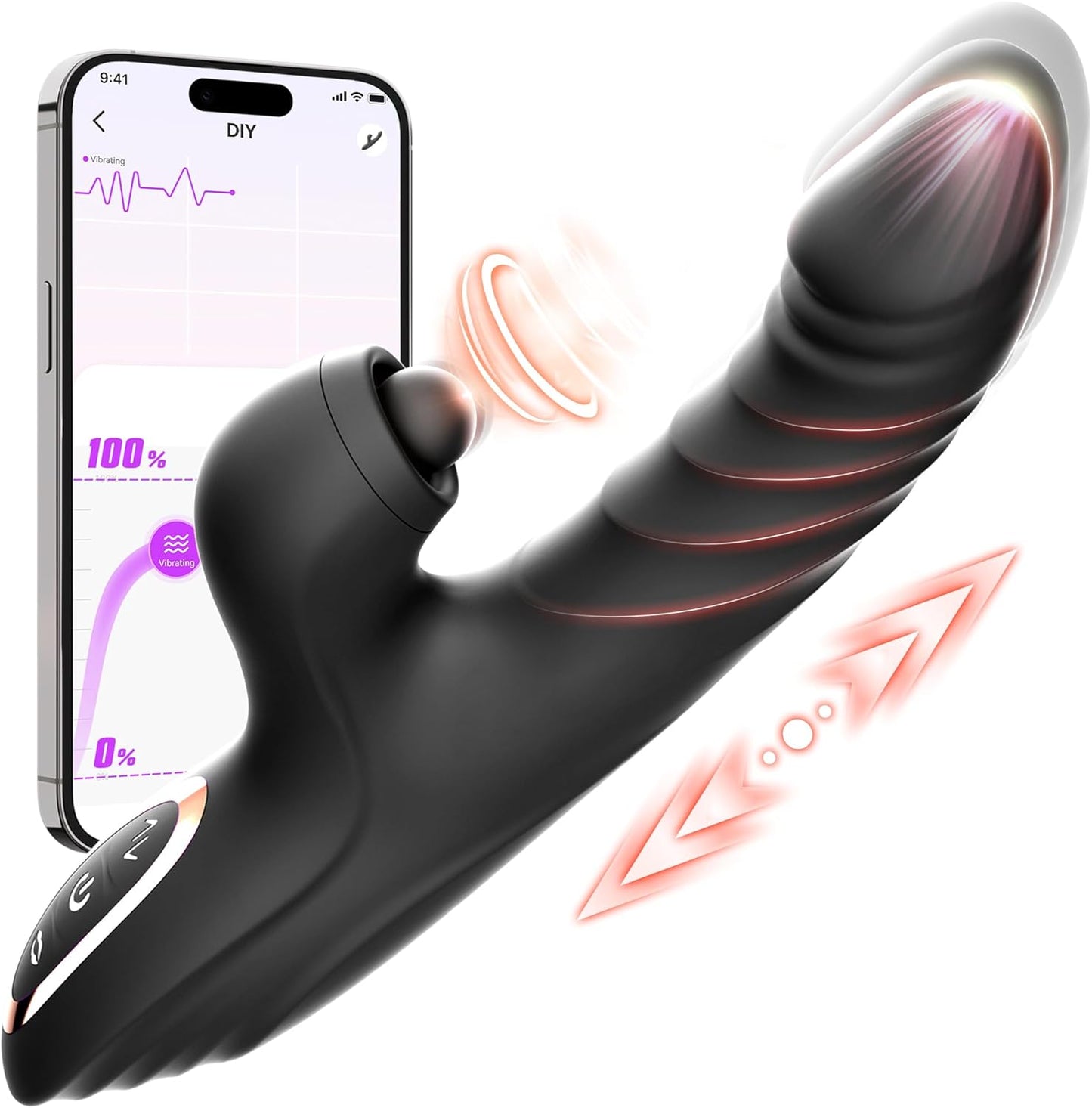 Vibrator Thrusting Dildo for Women - G Spot Vibrator Clitoral Stimulator Sex Toys Dildos Vibrator with 10 Vibration 7 Thrust Mode with Licking, Rabbit Vibrators Adult Sex Toy for Women and Couple